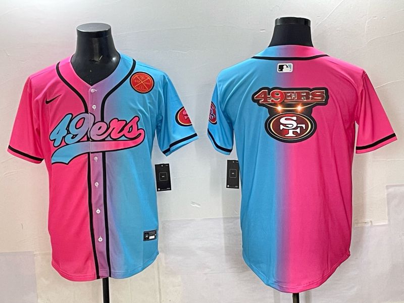 Men 2025 San Francisco 49ers Blank Blue pink Nike Limited NFL Jersey style 021